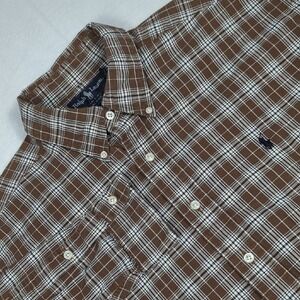 Ralph Lauren Blaire Brown & White Plaid Long Sleeve Button-down Mens Shirt Lrg